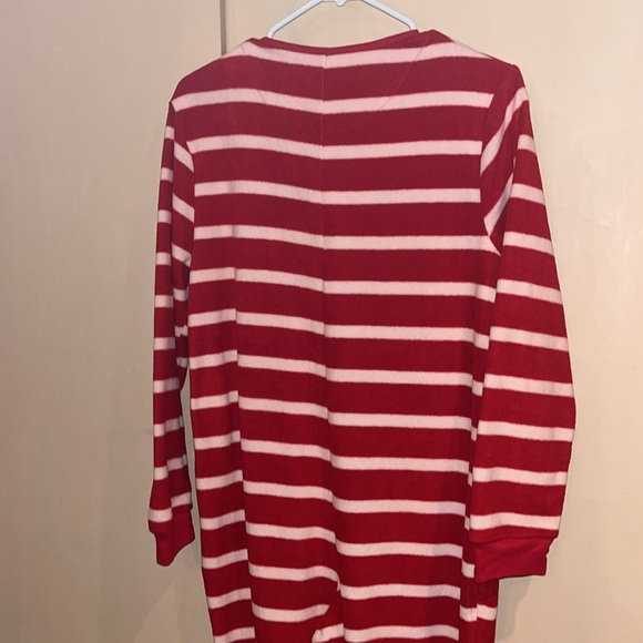 Nick & Nora footed red white sock monkey pajamas adult size small - Picture 7 of 12